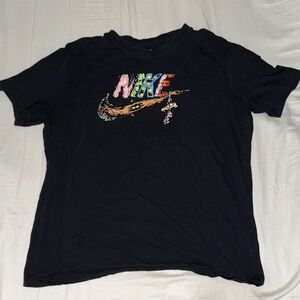 Nike Multicolor Logo Black Tee